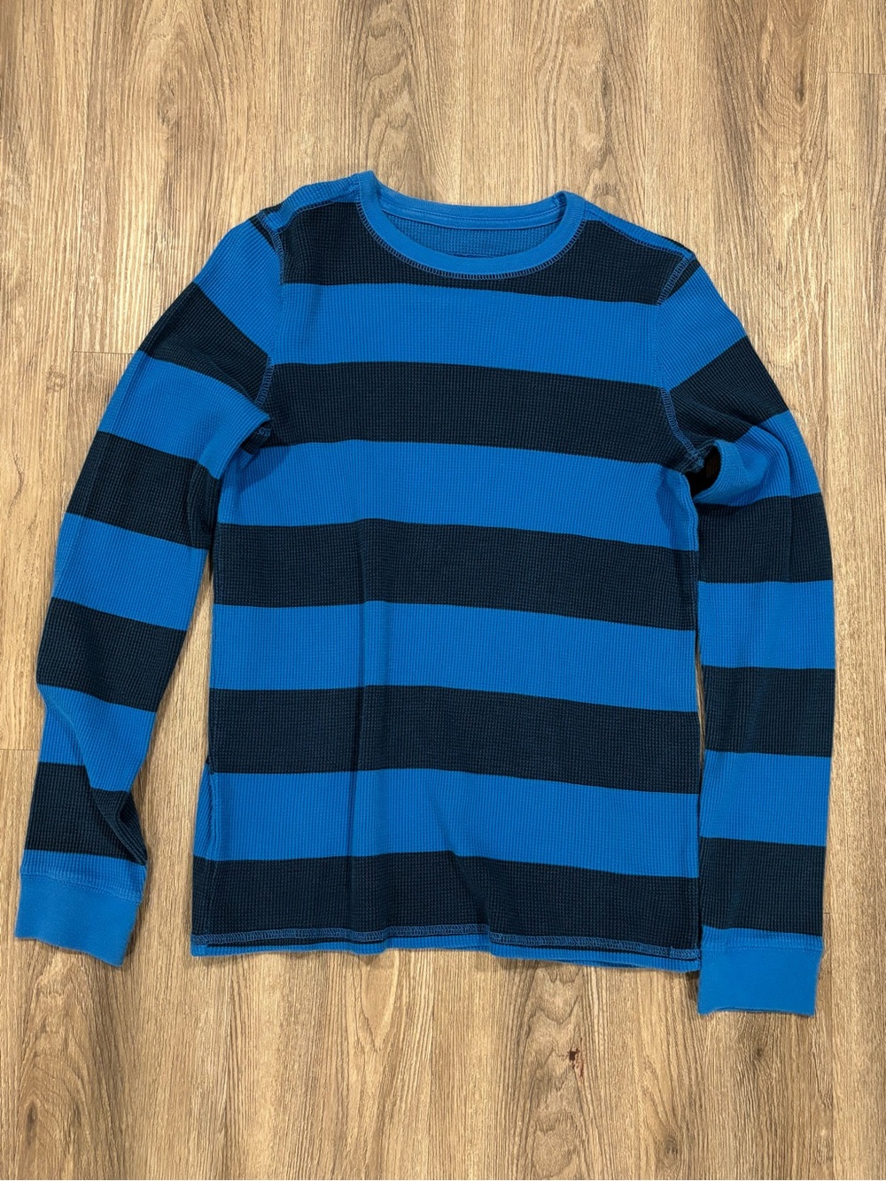 urban pipeline Blue and Black Striped Long Sleeve Waffle Tee